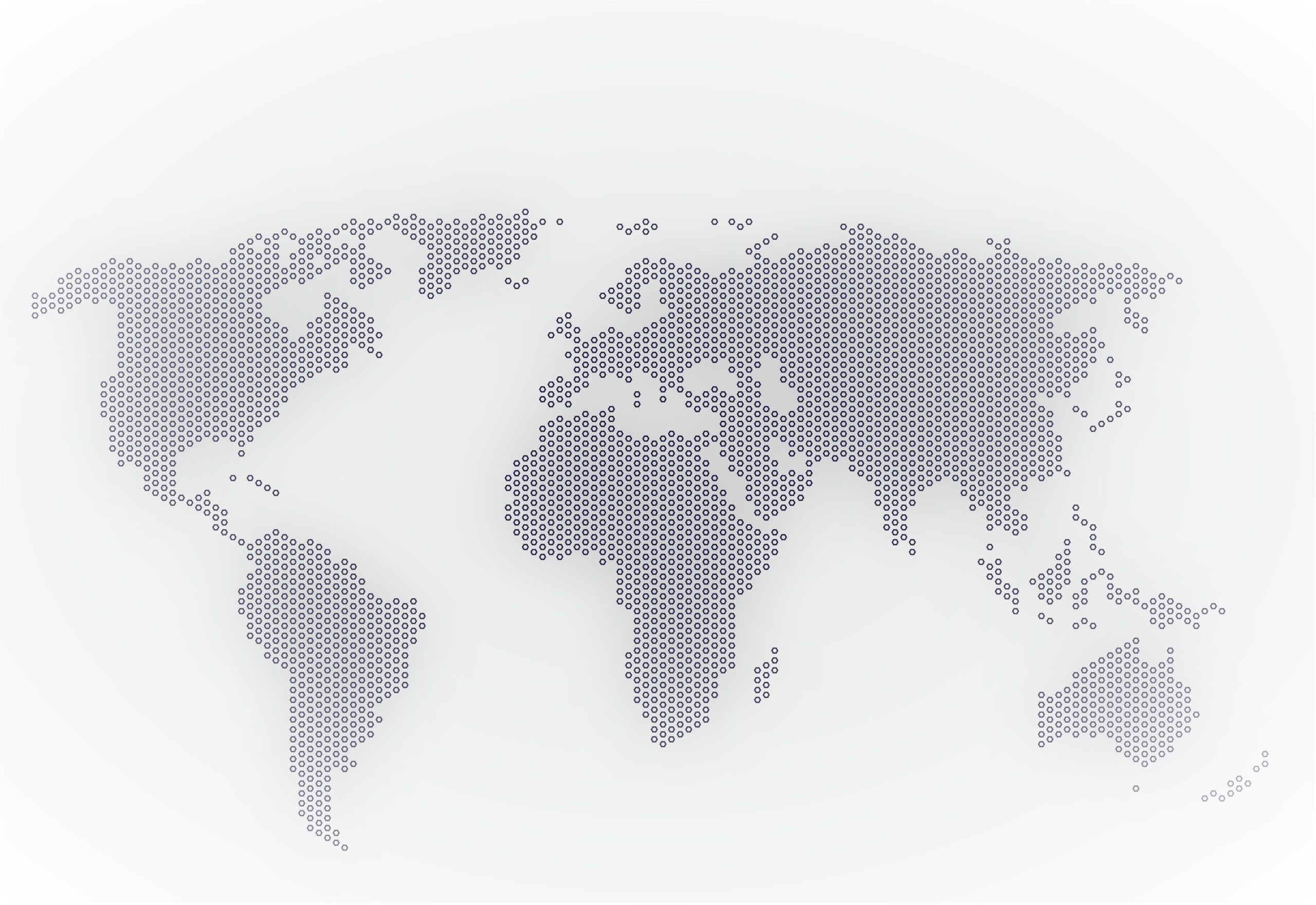 Hexagonal dots world map on white background vector illustration