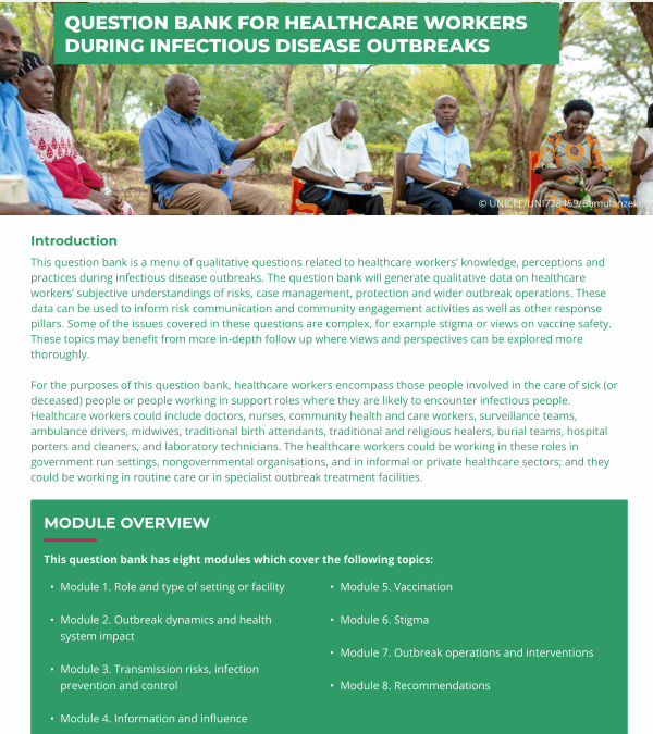 Questions bank for healthcare workers during infectious disease outbreaks